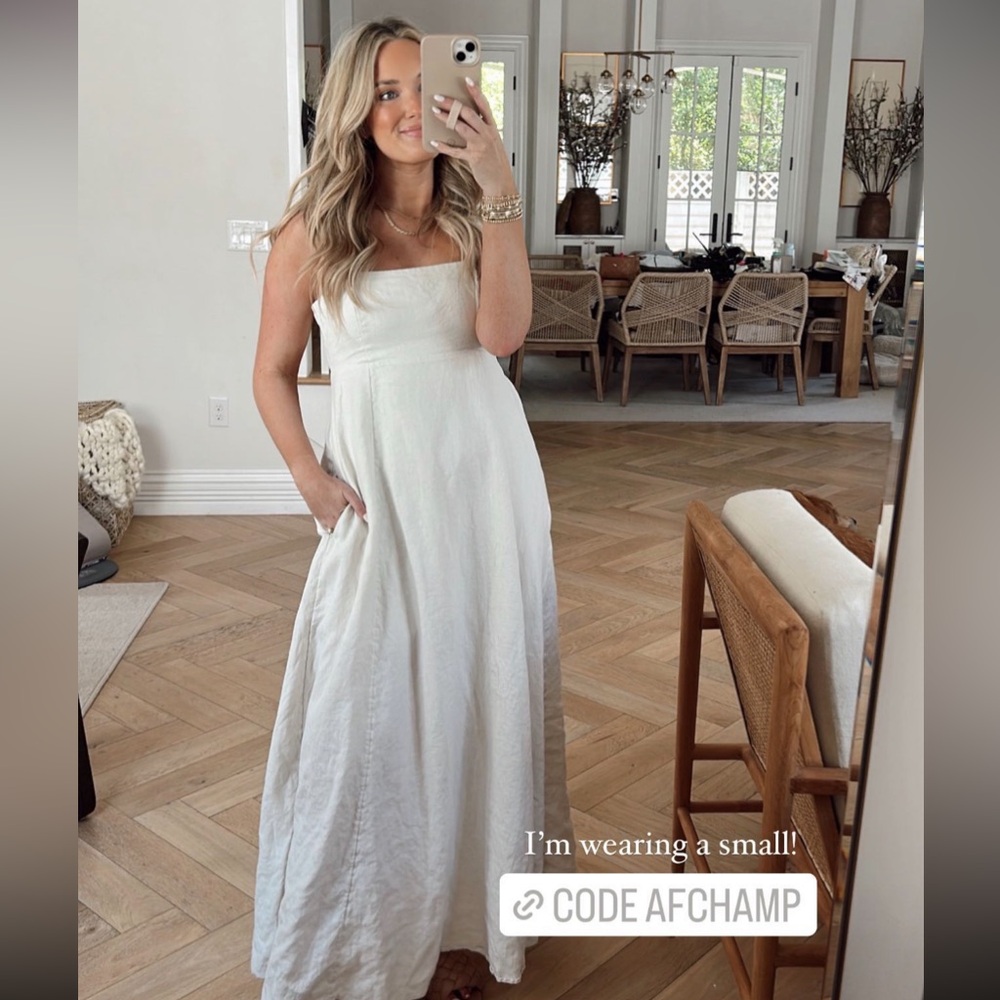 Abercrombie & Fitch Premium Linen Bow Back Dress